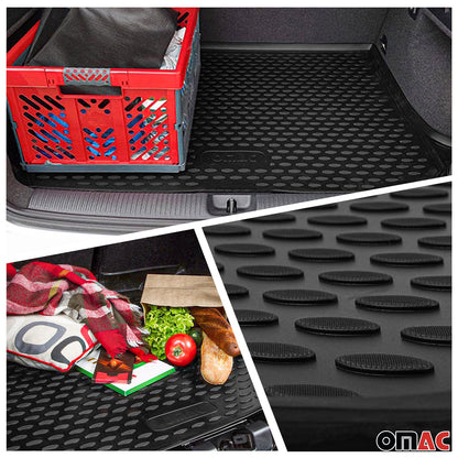 OMAC USA Floor Mats & Cargo Liner Set for SUV – Fits 2005-2010 Jeep Grand Cherokee – All Weather TPE Rubber, Black (5 Pcs)
