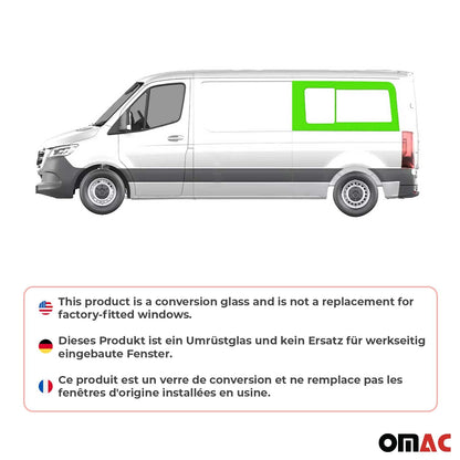 OMAC USA Sliding Rear Left Window Glass for Vans – Fits 2010–2018 Mercedes Sprinter W906 L2 (Black, 1Pc)