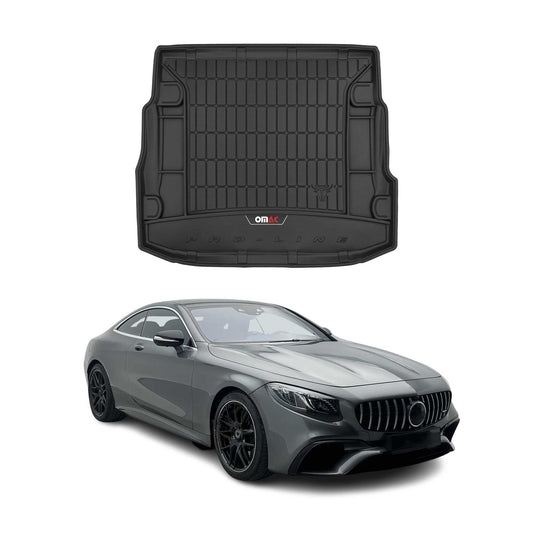 OMAC USA Premium Cargo Liner Trunk Rubber Mat for Coupe – Fits with 2015-2021 Mercedes S-Class C217 – All Weather, Heavy Duty Black (1PC)