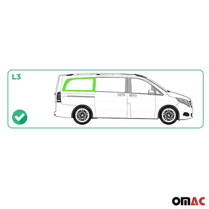 OMAC USA Right Side Rear Window Glass for Cargo Van – Fits 2016–2024 Mercedes Metris L3 Long Wheelbase – Black Tempered Replacement Auto Glass (1 Pc)