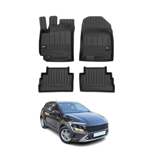 OMAC USA Premium Floor Mats Liners for Cars – Fits 2018-2023 Hyundai Kona (Black, 4 Pcs, All Weather Heavy Duty)