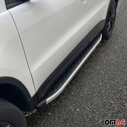 Omac USA Aluminum Running Boards, Side Steps for Van – Fits with 2010-2013 Ford Transit Connect L1 SWB – Silver & Black (2 Pcs)
