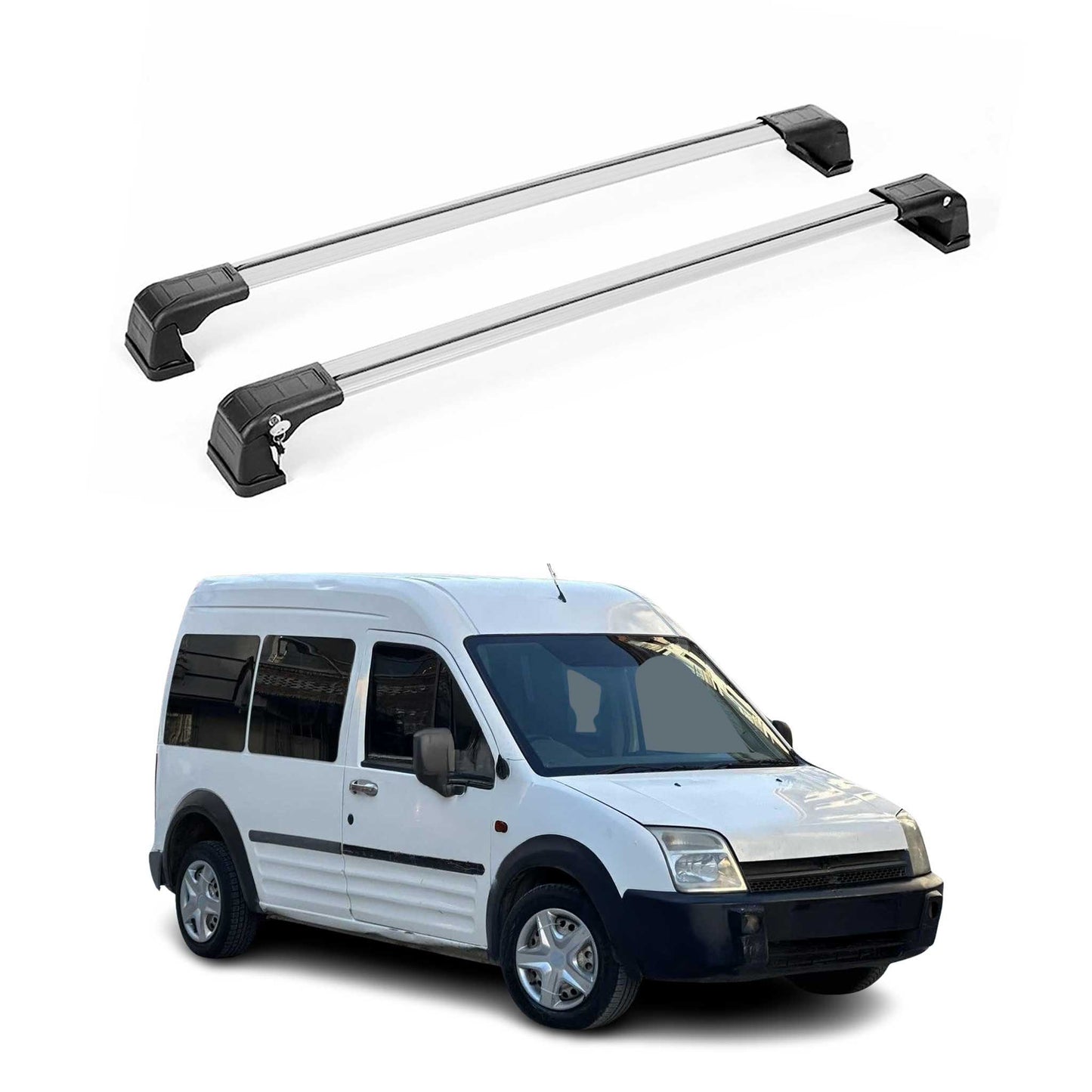 OMAC USA Roof Rack Cross Bars for Car – Fits 2010-2013 Ford Transit Connect (Excludes Models Without OEM Fixed Points) – Aluminium Silver (2 Pcs)
