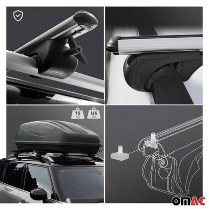 Omac USA Roof Rack Cross Bars Luggage Carrier for Cars – Fits with 2000-2006 BMW 3 Series E46 Touring (2 Pcs, Silver, Aluminum)