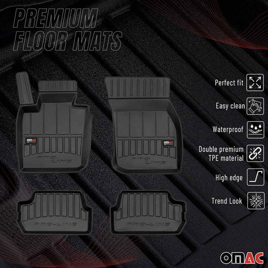 OMAC USA Premium Floor Mats Liners for Cars – Fits 2014-2024 Mini Cooper F55 F56 F57 (Black, 4 Pcs, All Weather Heavy Duty)
