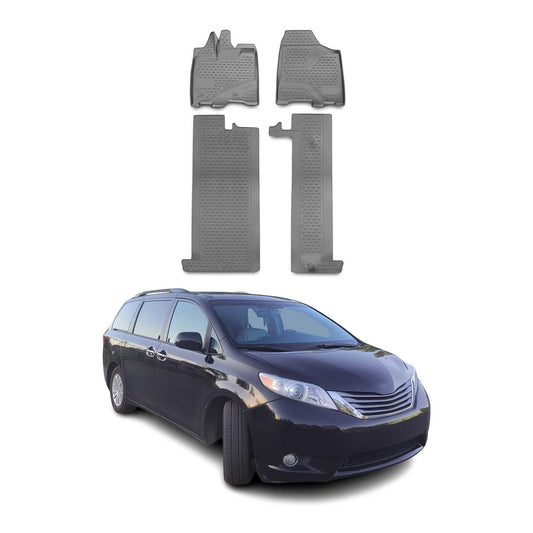 OMAC USA Floor Mats Liners Full Set All Weather for Minivan – Fits with 2013-2020 Toyota Sienna (7 Seats) – Gray (4 Pcs)