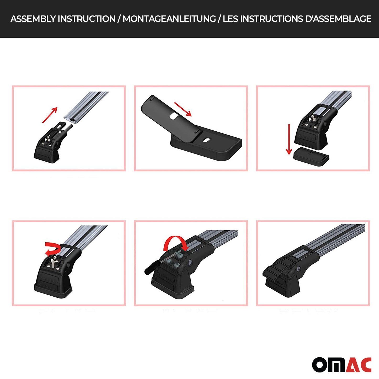 OMAC USA Roof Rack Cross Bars Luggage Carrier for Car – Fits with 2014-2018 Mazda 3 (Excludes Panoramic Roof) – Aluminium Black (2 Pcs)