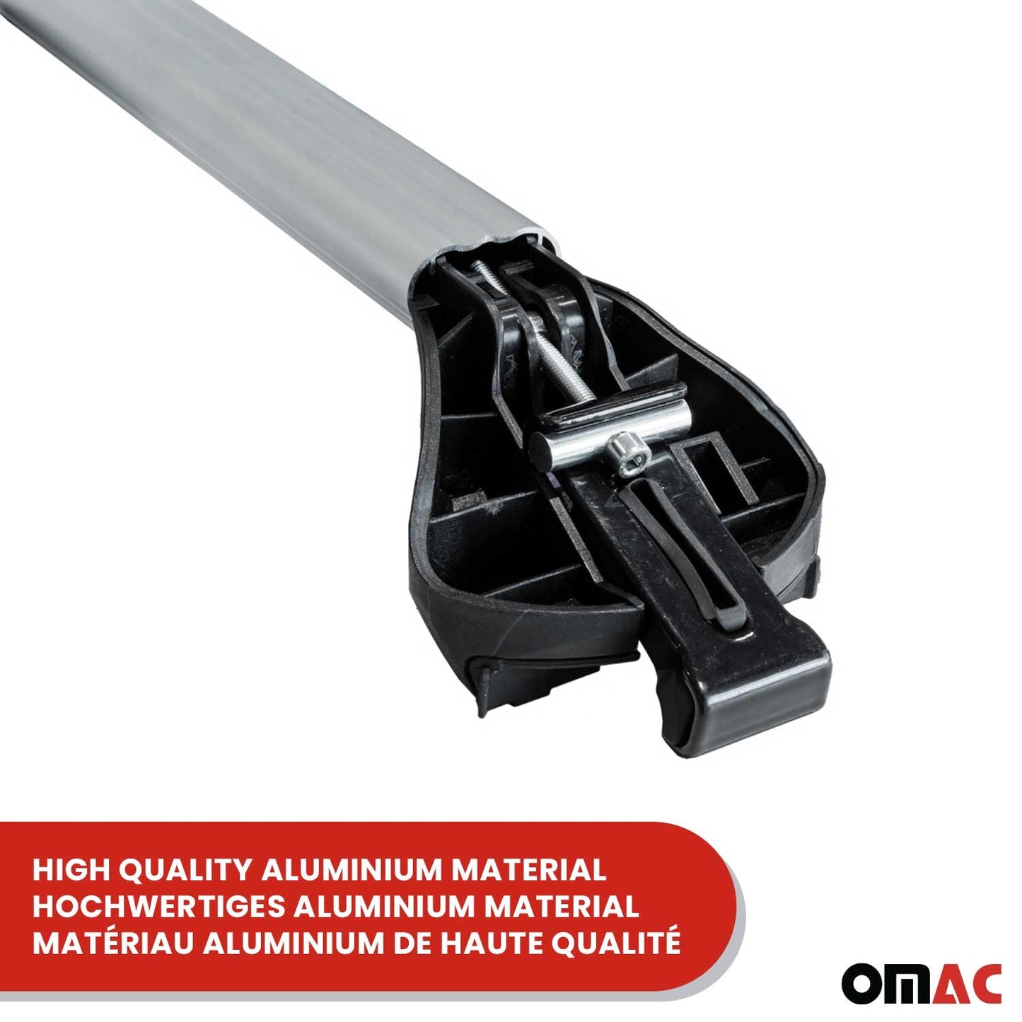 OMAC USA Adjustable Roof Rack Cross Bars Luggage Carrier for Flush Roof Rails (39"-51") – Aluminium Silver (2 Pcs)