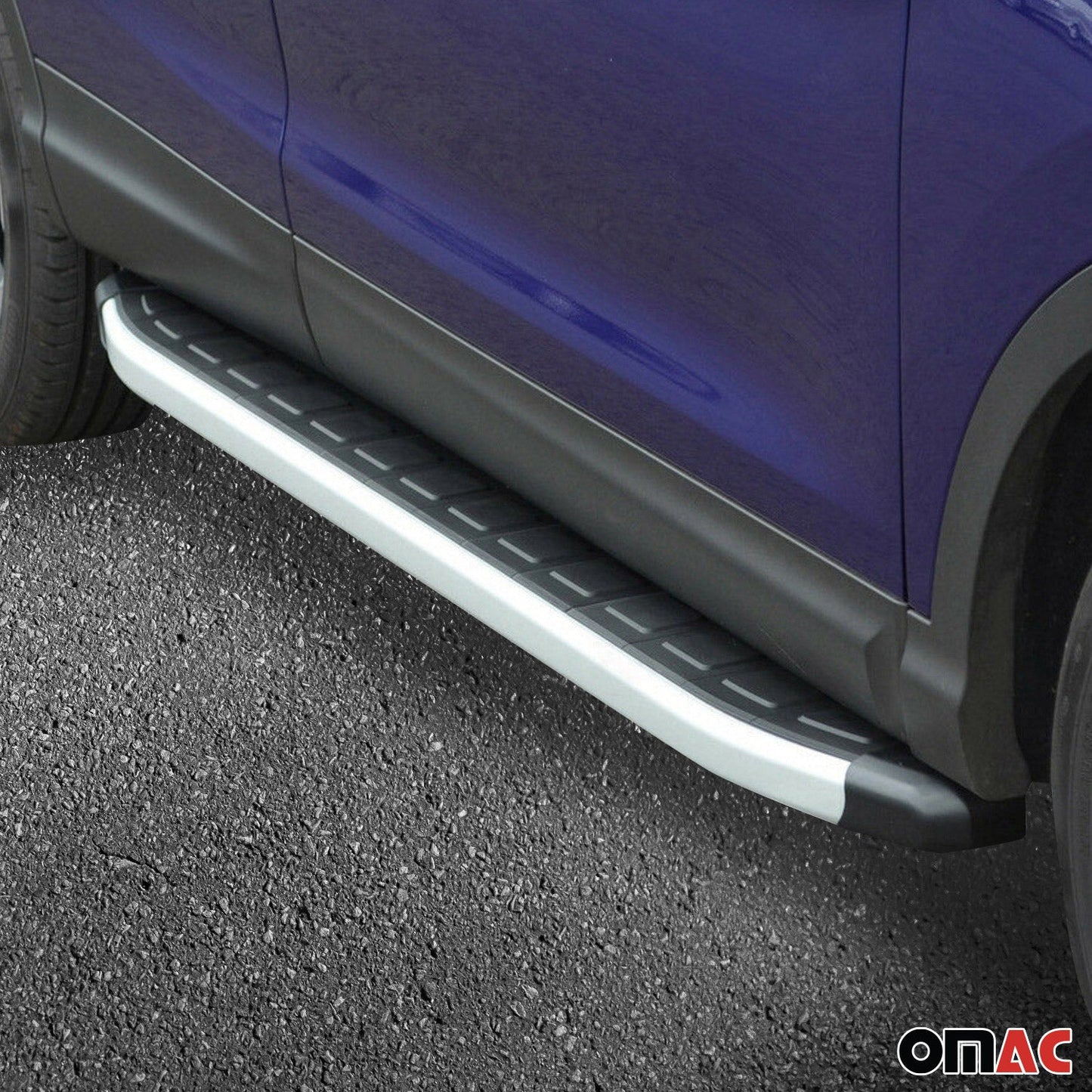 Omac USA Aluminum Running Boards, Side Steps for SUV – Fits with 2007-2012 Dodge Nitro – Silver & Black (2 Pcs)