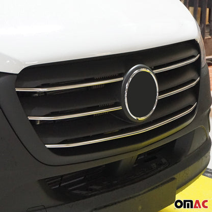 OMAC USA Front Bumper Grill Trim for Van – Fits 2019–2025 Mercedes Sprinter W907/910 – Brushed Stainless Steel Molding, Silver 5-Pc
