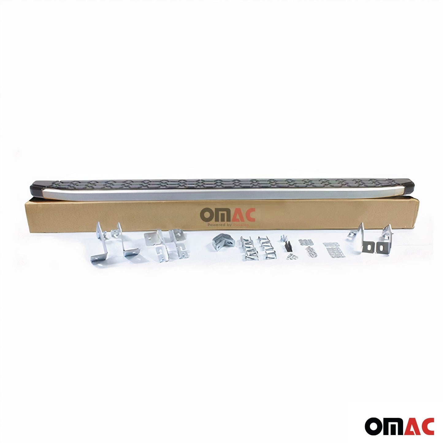 Omac USA Aluminum Running Boards, Side Steps for Van – Fits with 2010-2013 Ford Transit Connect L1 SWB – Silver & Black (2 Pcs)