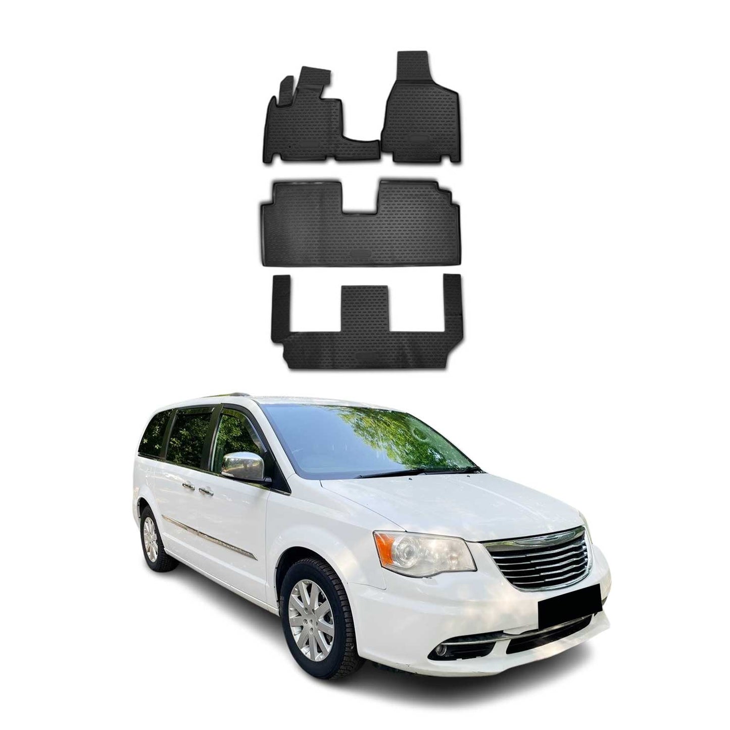 OMAC USA Premium Floor Mats Liners Full Set – Fits 2008–2016 Chrysler Town & Country – All Weather Heavy Duty Black