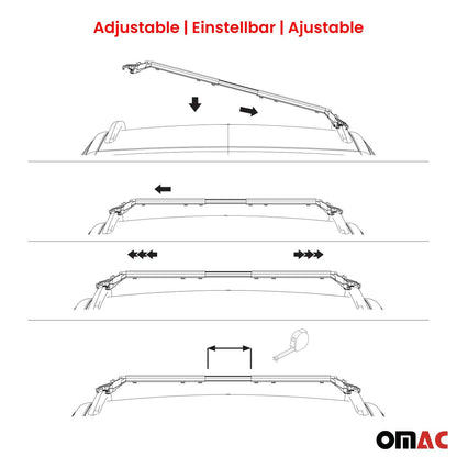 OMAC USA Adjustable Roof Rack Cross Bars Luggage Carrier for Flush Roof Rails (39"-51") – Aluminium Silver (2 Pcs)