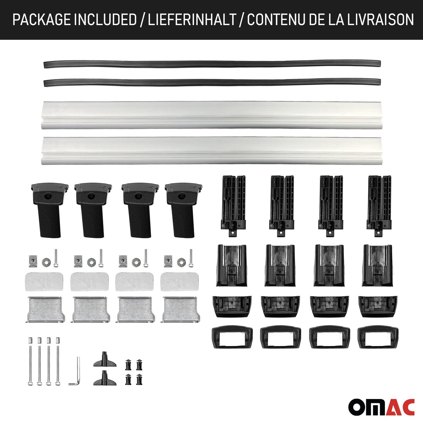 OMAC USA Roof Rack Cross Bars Luggage Carrier for Fix Point – Fits with 2004-2012 BMW 3 Series E90 Sedan / E91 Touring – Aluminium Black (2 Pcs)