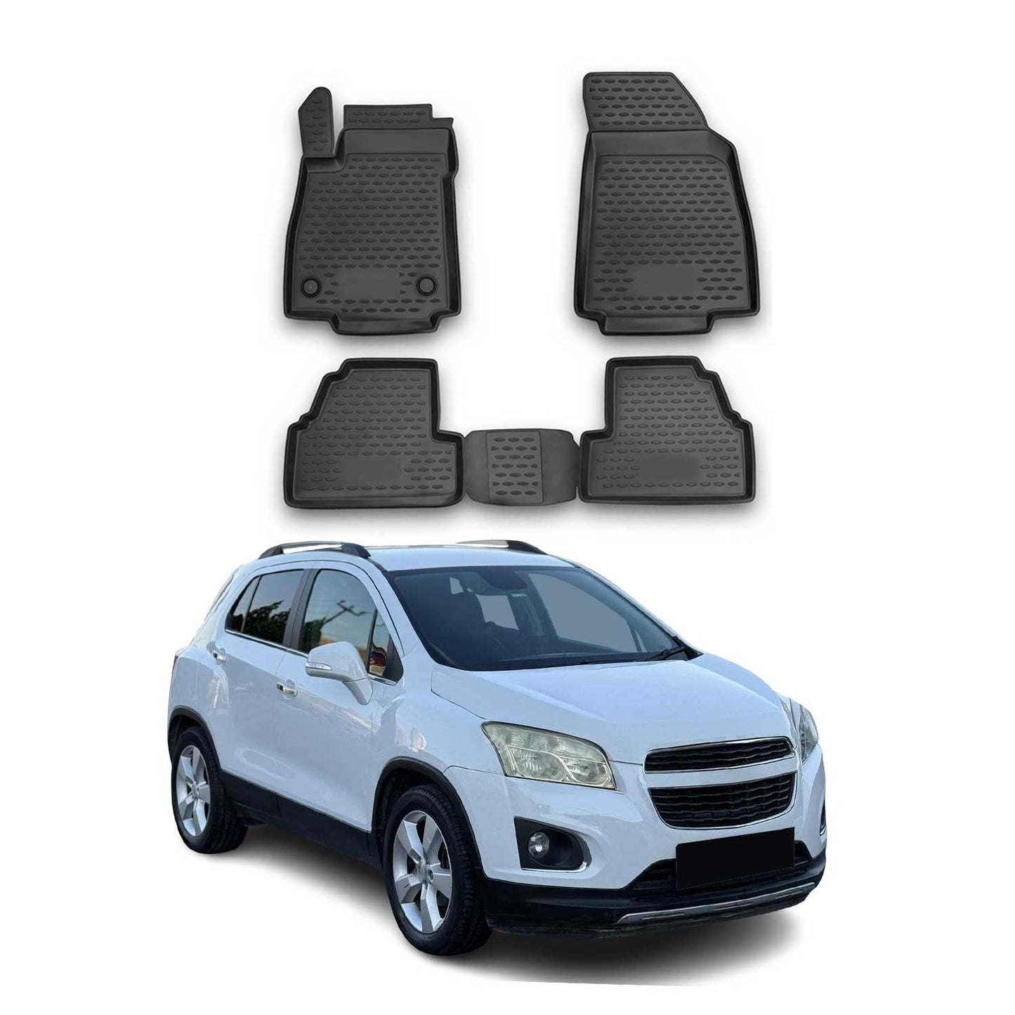 OMAC USA Premium Floor Mats Liners Full Set for Chevrolet – Fits 2017–2022 Chevrolet Trax – All Weather Black