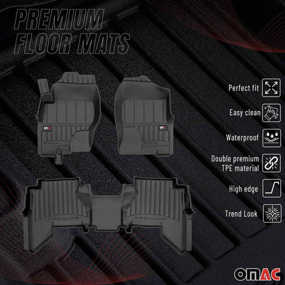 OMAC USA Floor Mats Liners Full Set All Weather Heavy Duty for SUV – Fits with 2005-2012 Nissan Pathfinder – Black (3 Pcs)