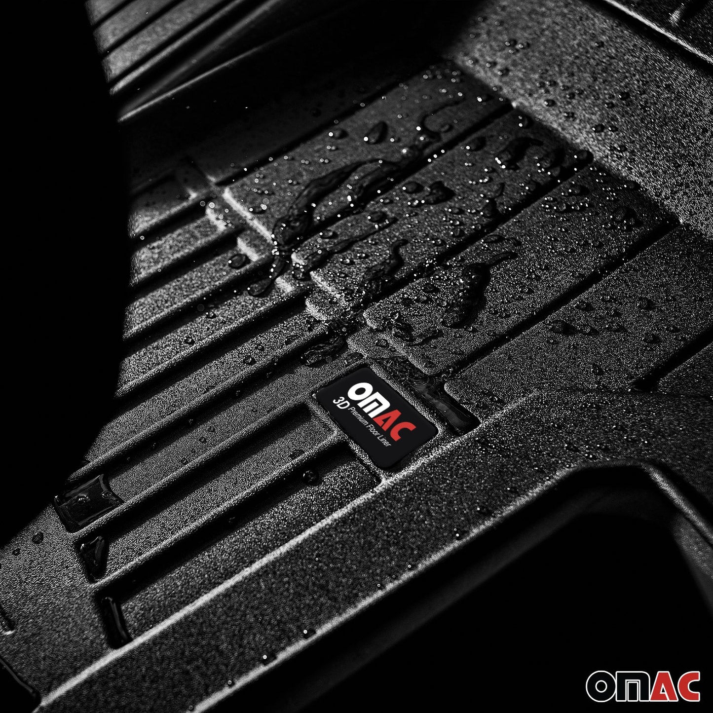 OMAC USA Floor Mats Liners Full Set All Weather Heavy Duty for Truck – Fits with 2007-2013 Toyota Tundra CrewMax – Black (4 Pcs)