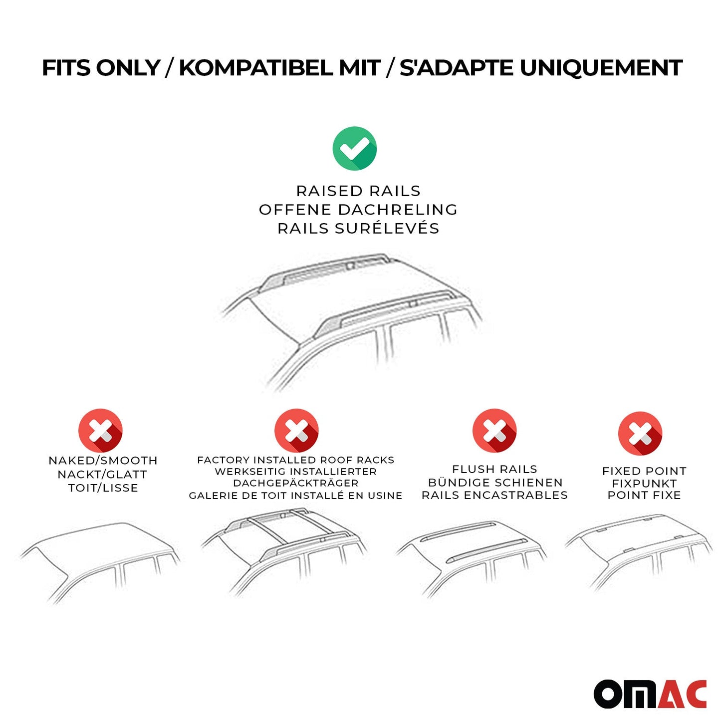 Omac USA Roof Rack Cross Bars Luggage Carrier for SUV – Fits with 2017-2025 Mazda CX-5 (2 Pcs, Silver, Aluminum)