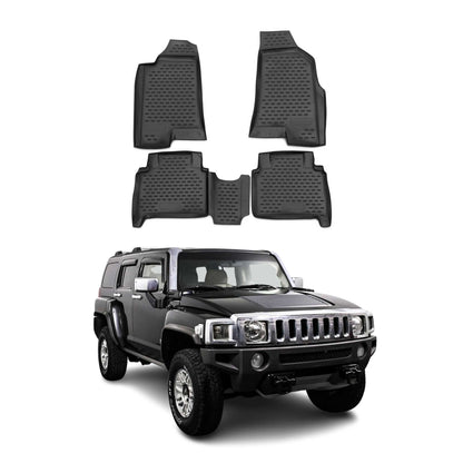 OMAC USA Floor Mats Liners Full Set All Weather for SUV – Fits with 2006-2010 Hummer H3 / H3T – Black (4 Pcs)