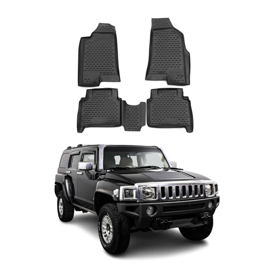 OMAC USA Floor Mats Liners Full Set All Weather for SUV – Fits with 2006-2010 Hummer H3 / H3T – Black (4 Pcs)