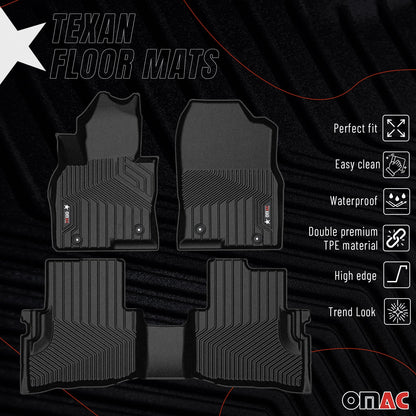 OMAC USA Premium Floor Mats for SUV – First & Second Row – fits with 2016–2023 Mazda CX-9 – Black (4 Pcs)