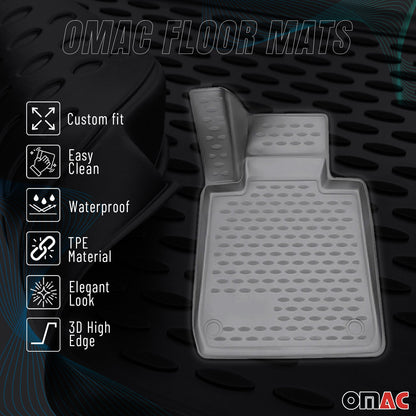 OMAC USA Floor Mats Liners Full Set All Weather for Minivan – Fits with 2013-2020 Toyota Sienna (7 Seats) – Gray (4 Pcs)
