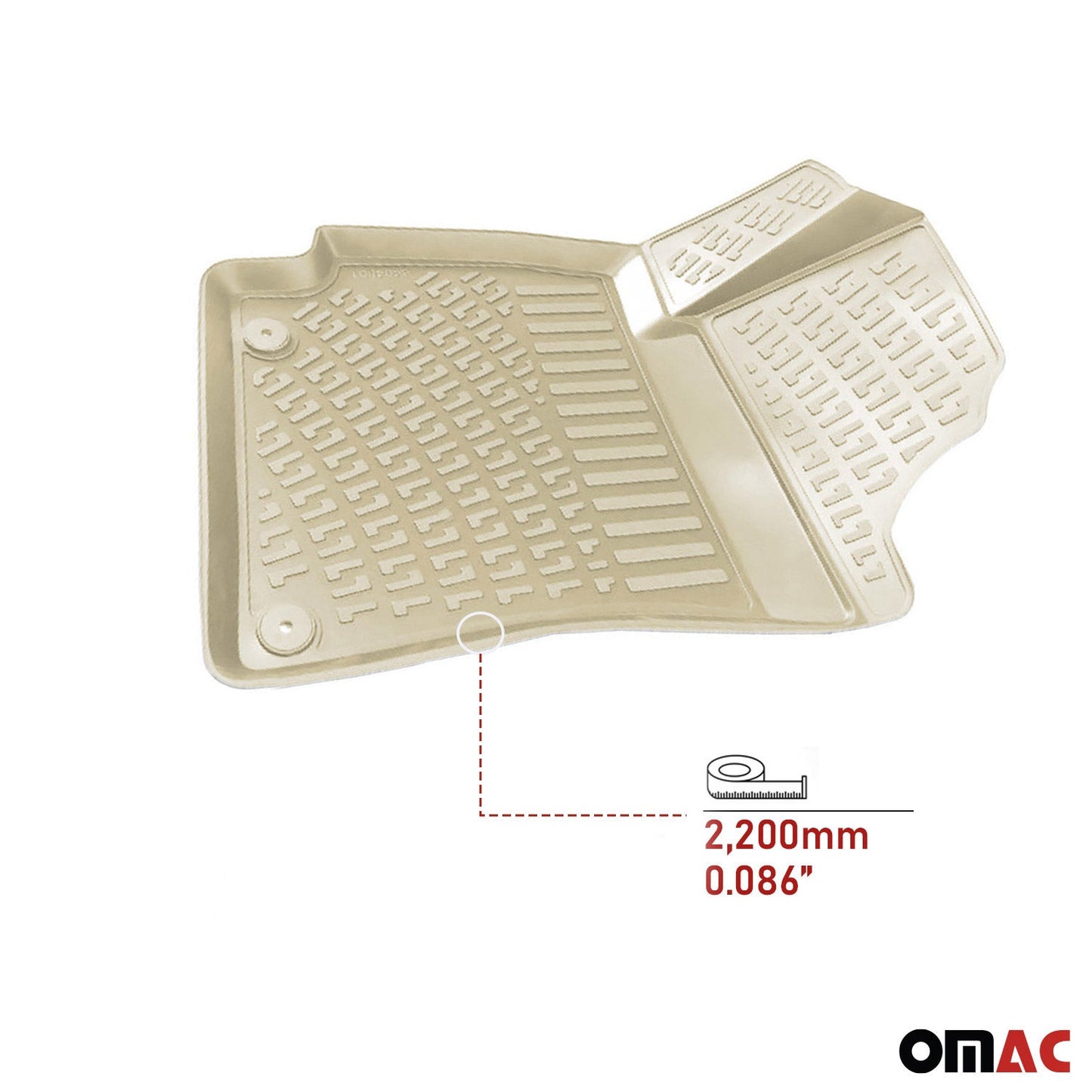 Omac USA Premium Rubber Floor Mats Liners for Cars – Fits with 2020-2025 Toyota Corolla Sedan (4 Pcs, All Weather, Beige)