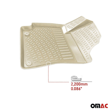Omac USA Premium Rubber Floor Mats Liners for Cars – Fits with 2020-2025 Toyota Corolla Sedan (4 Pcs, All Weather, Beige)
