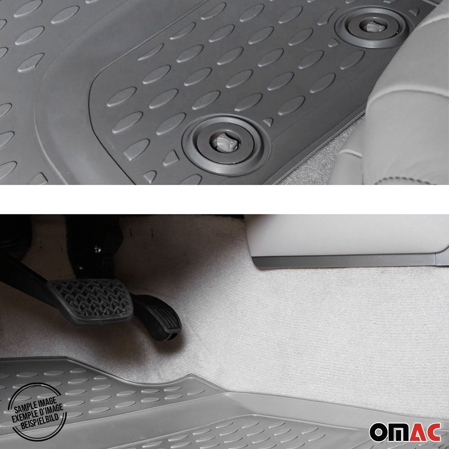 OMAC USA Floor Mats Liners Full Set All Weather Gray for Minivan – Fits with 2004-2010 Toyota Sienna (4 Pcs)