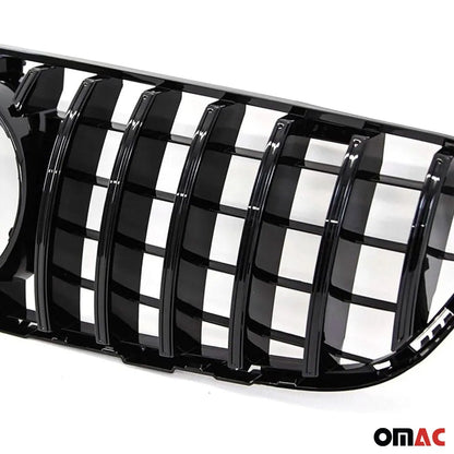 OMAC USA GT R Front Grill with Camera Hole for Cars – Fits 2016–2019 Mercedes GLC-Class X253 (Gloss Black, 1Pc)