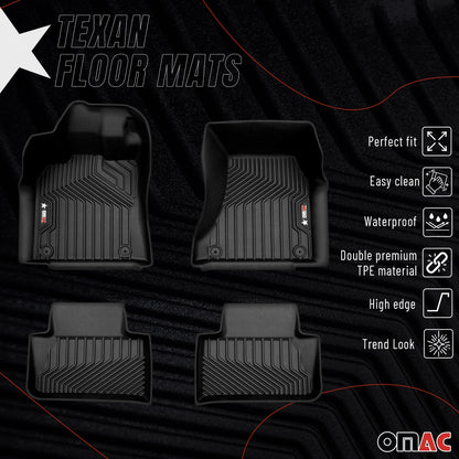OMAC USA Premium Floor Mats for SUV – First & Second Row – fits with 2015–2025 Porsche Macan – Black (4 Pcs)