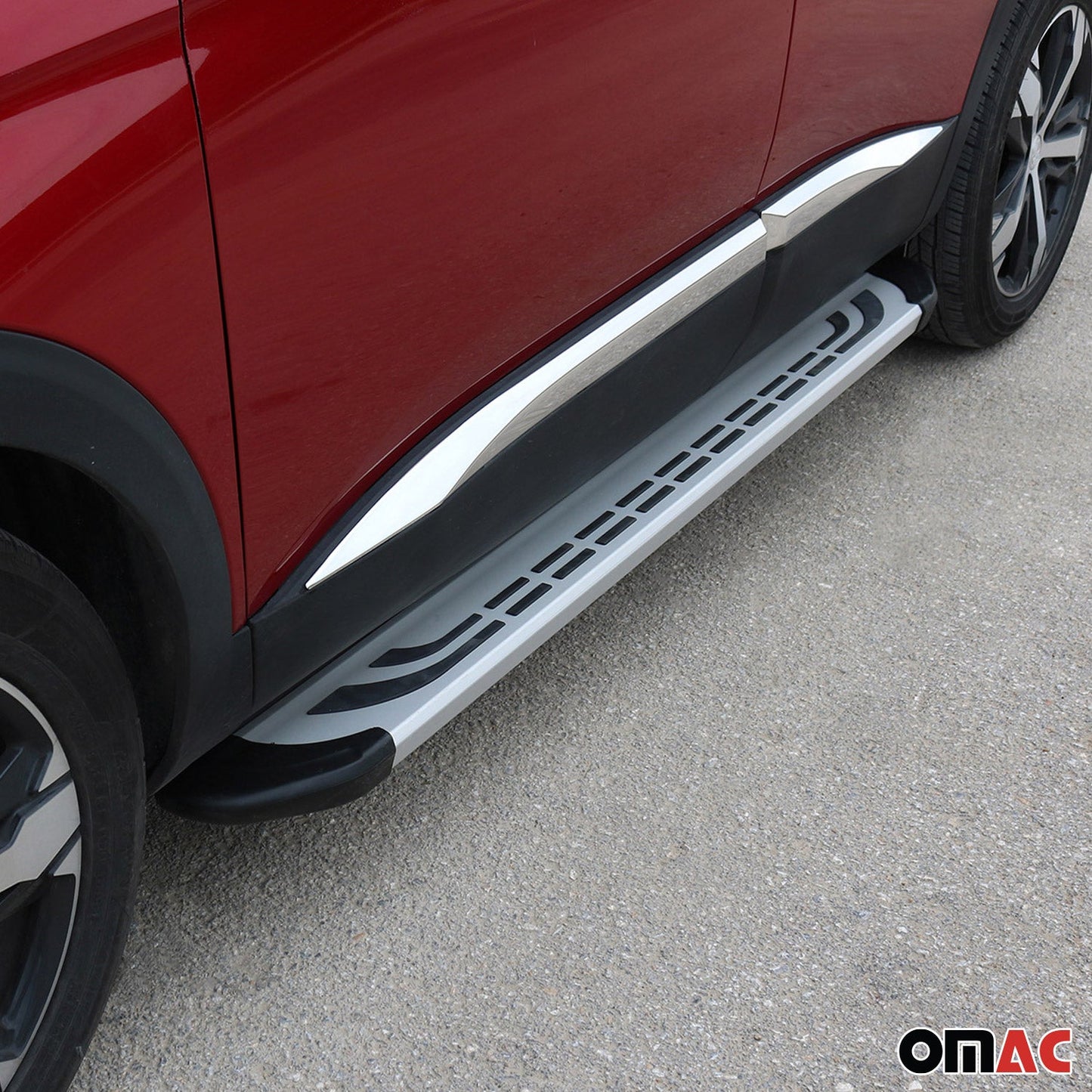 Omac USA Aluminum Running Boards, Side Steps for SUV – Fits with 2013-2016 Mazda CX-5 – Silver (2 Pcs)