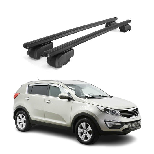 OMAC USA Roof Rack Cross Bars for Car – Fits 2011-2016 Kia Sportage (Excludes Models Without OEM Fixed Points) – Aluminium Black (2 Pcs)