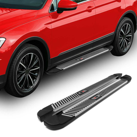 Omac USA Aluminum Running Boards, Side Steps for SUV – Fits with 2002-2007 Jeep Liberty – Silver & Black (2 Pcs)