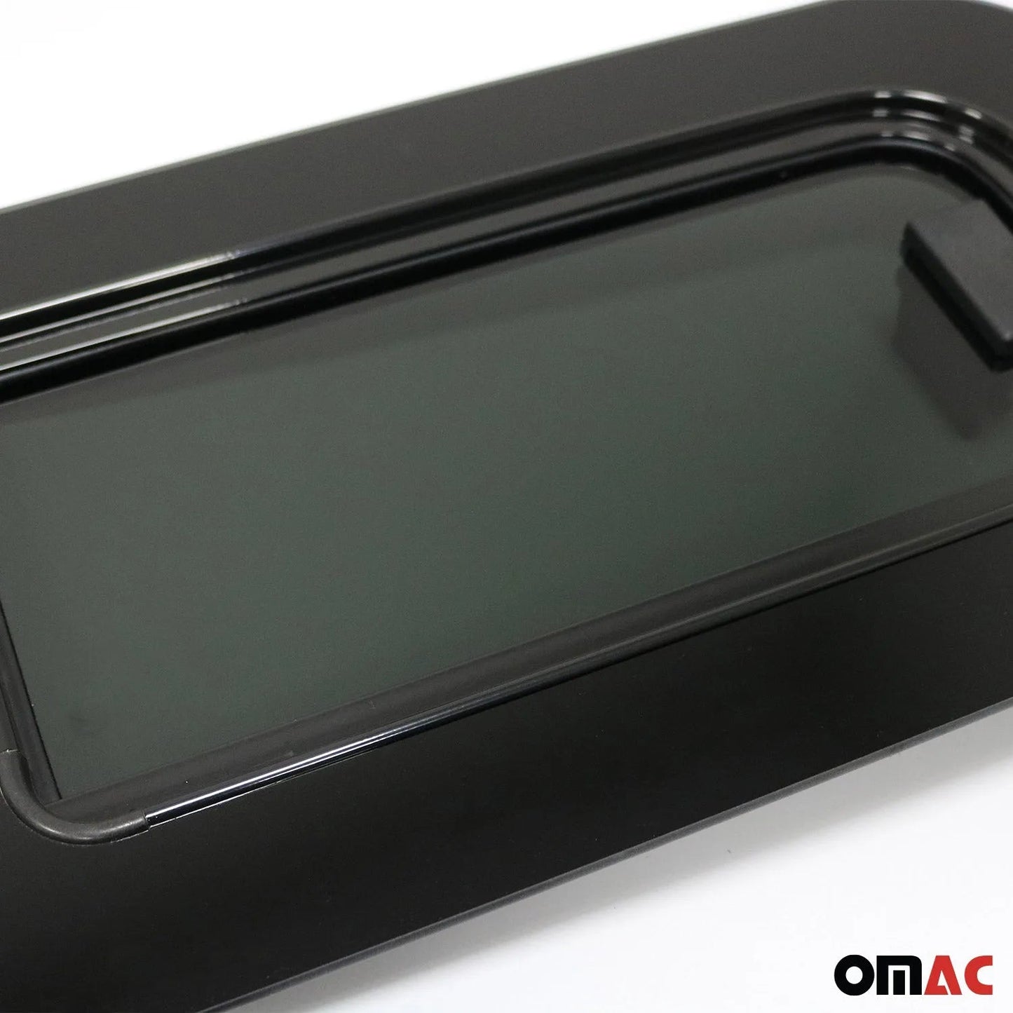 OMAC USA Horizontal Sliding Left Vent Window for RVs – Universal Fit Teardrop Glass 31.4" x 10.6" (Black, 1Pc)