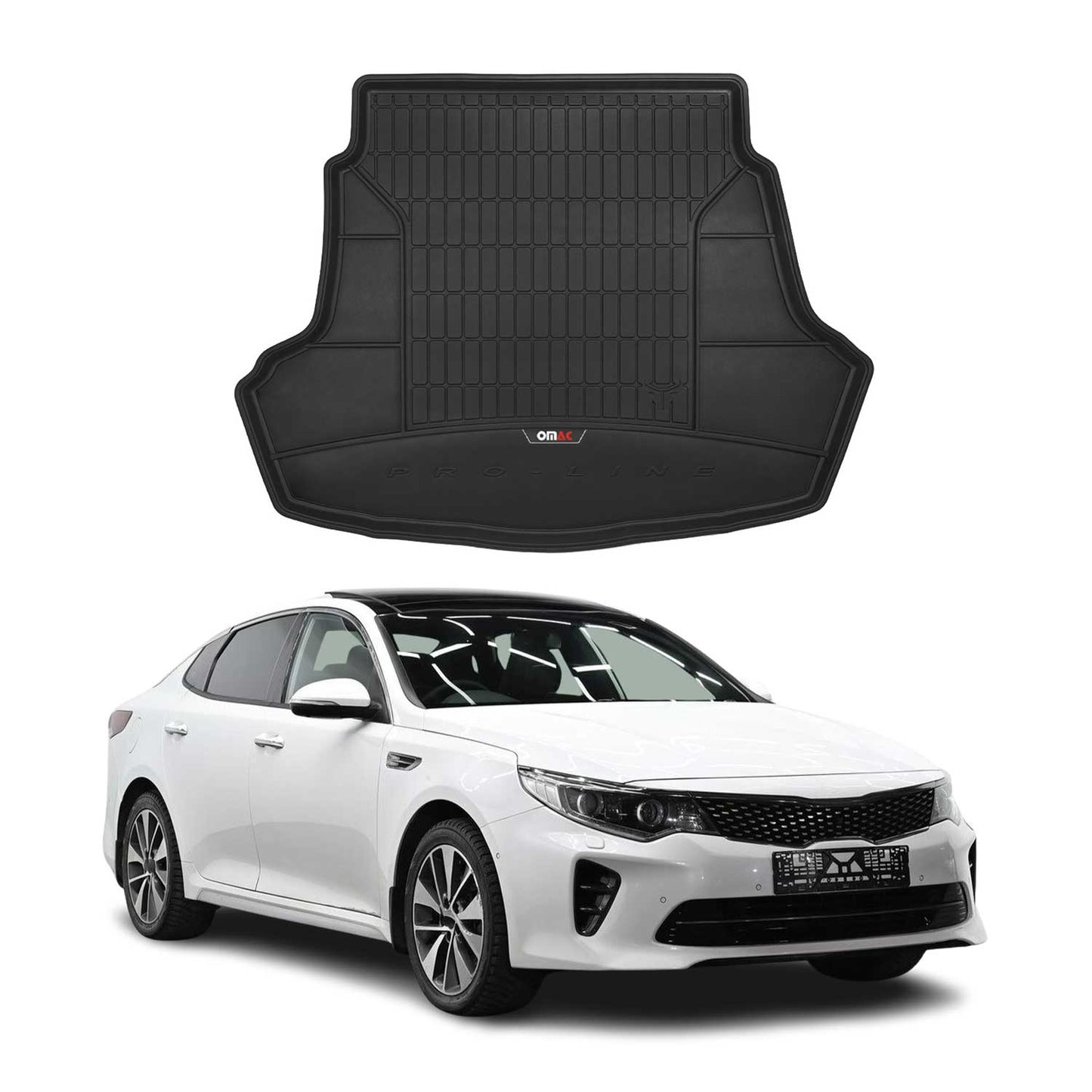 OMAC USA Premium Cargo Liner for Kia Optima Sedan – Fits 2016-2020 (Non-Hybrid) – All Weather Heavy Duty Trunk Mat, Black