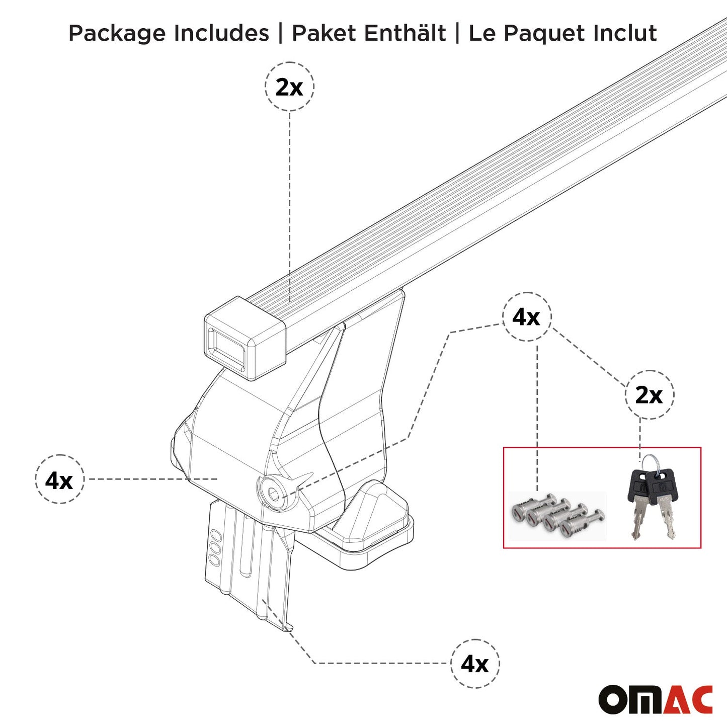 Omac USA Roof Rack Cross Bars Luggage Carrier for Cars – Fits with 2019-2025 Lexus ES350 (2 Pcs, Black, Aluminum)
