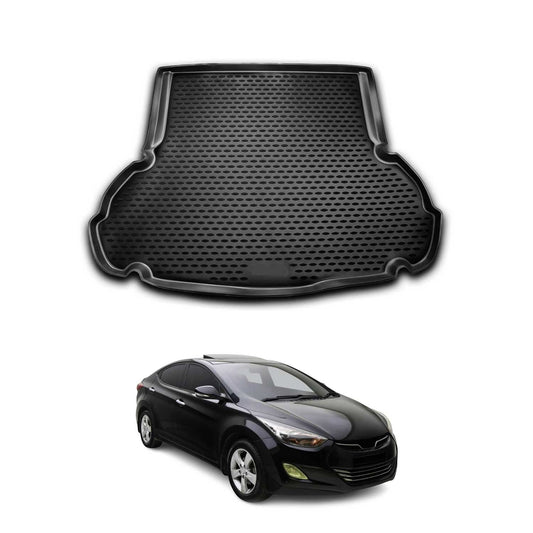 OMAC USA Cargo Liner Trunk Rubber Mat for Car – Fits with 2011-2013 Hyundai Elantra – All Weather, Black (1 Pc)