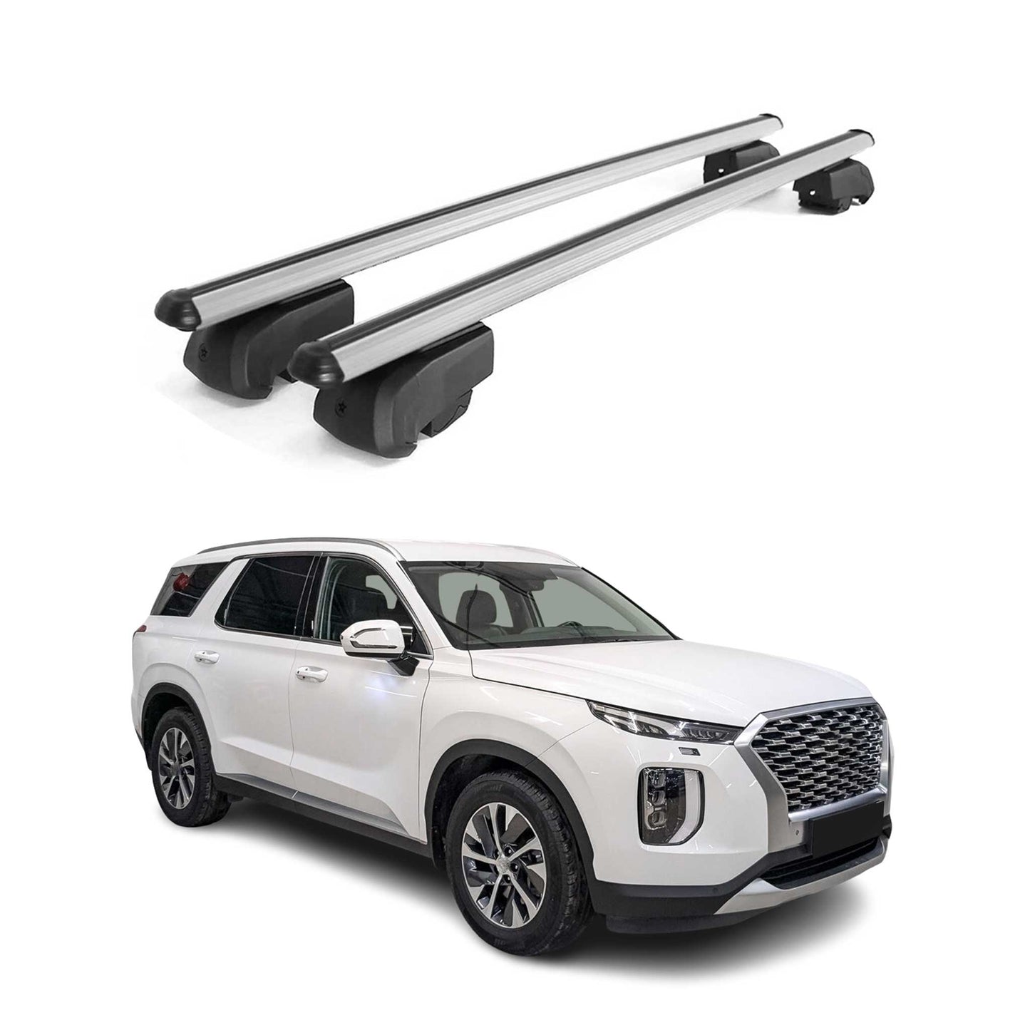 OMAC USA Roof Rack Cross Bars for Car – Fits 2020-2025 Hyundai Palisade (Excludes Models Without OEM Fixed Points) – Aluminium Silver (2 Pcs)