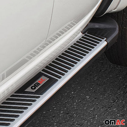 Omac USA Aluminum Running Boards, Side Steps for SUV – Fits with 2002-2007 Jeep Liberty – Silver & Black (2 Pcs)