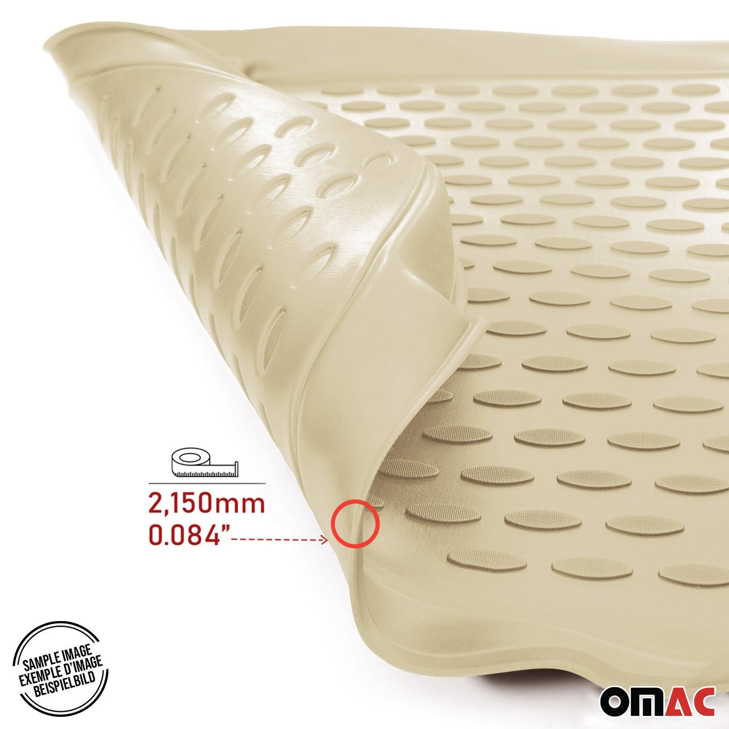 OMAC USA Floor Mats Liners Full Set All Weather for SUV – Fits with 2009-2017 Chevrolet Traverse (2nd Row Captain’s Chairs) – Beige (5 Pcs)
