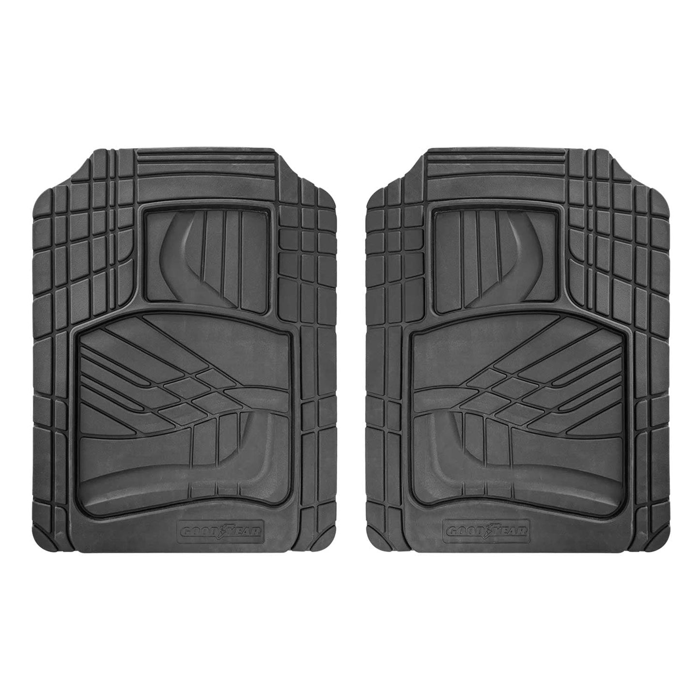 OMAC USA - Goodyear Floor Mats Cars Trucks SUV Black All Season Heavy Duty Rubber 2Pcs