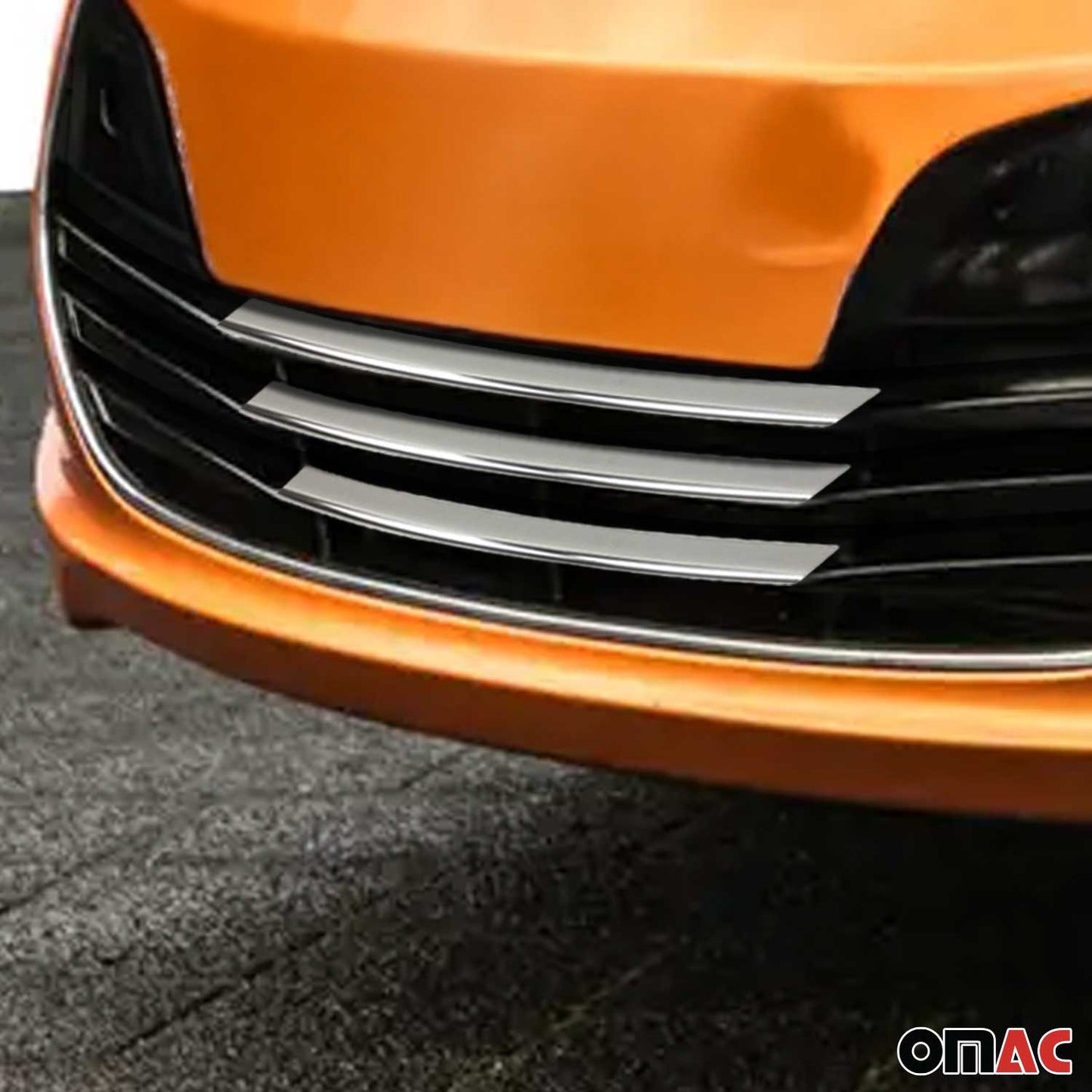 OMAC USA Front Bumper Grill Trim for Hyundai Veloster 2012-2017 (Non-Turbo) – Stainless Steel Chrome Mirror Finish, 3 Pcs