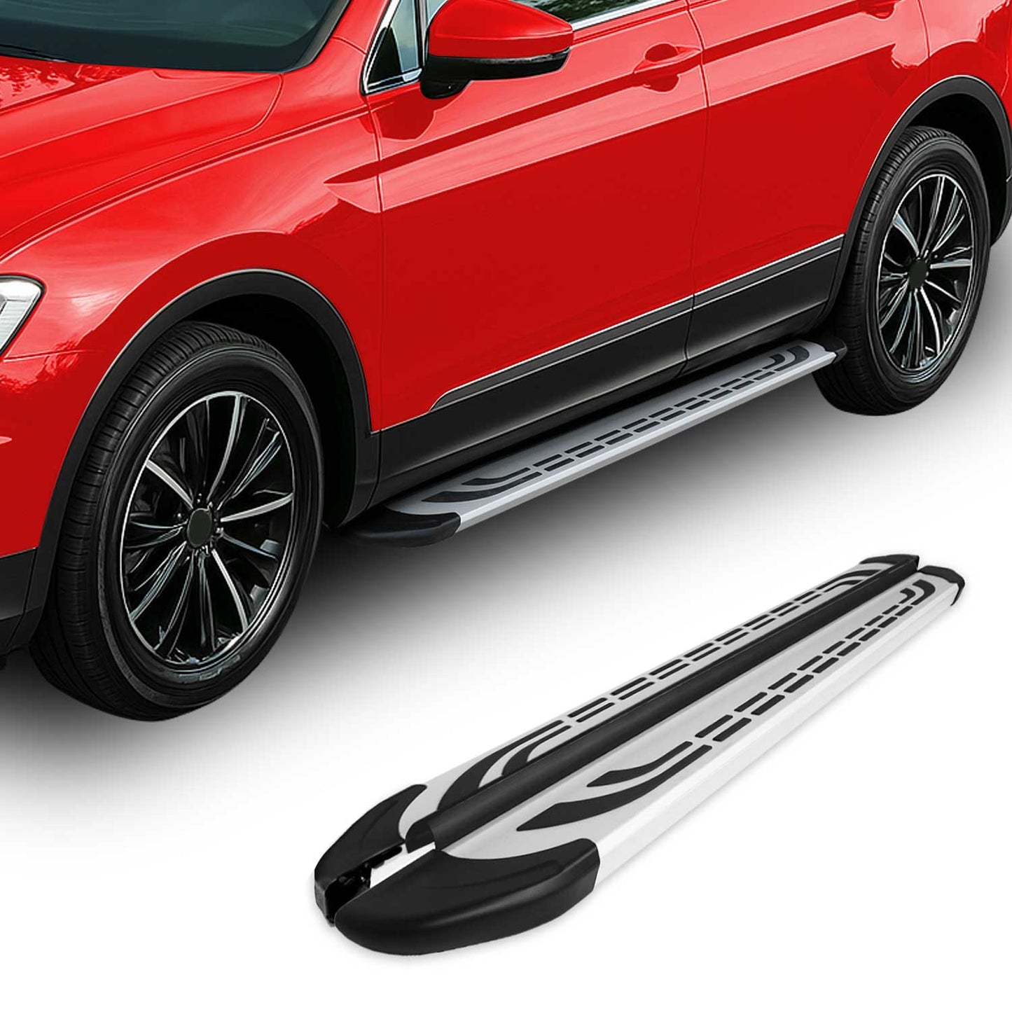 Omac USA Aluminum Running Boards, Side Steps for SUV – Fits with 2018-2024 Mitsubishi Eclipse Cross – Silver (2 Pcs)