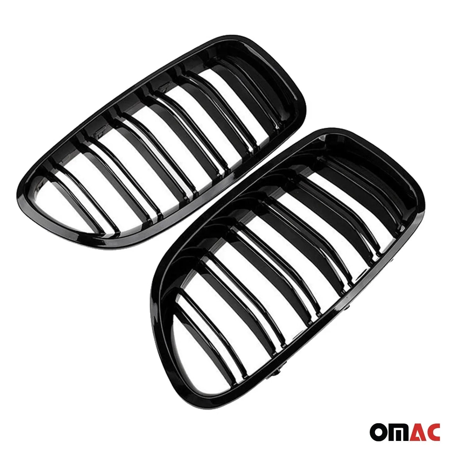 OMAC USA Front Kidney Grille Set – Fits 2011–2017 BMW 5 Series F10/M5 – Gloss Black, 2 Pcs