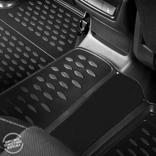 OMAC USA Floor Mats Liners Full Set All Weather for Car – Fits with 2013-2015 Chevrolet Spark – Black (4 Pcs)