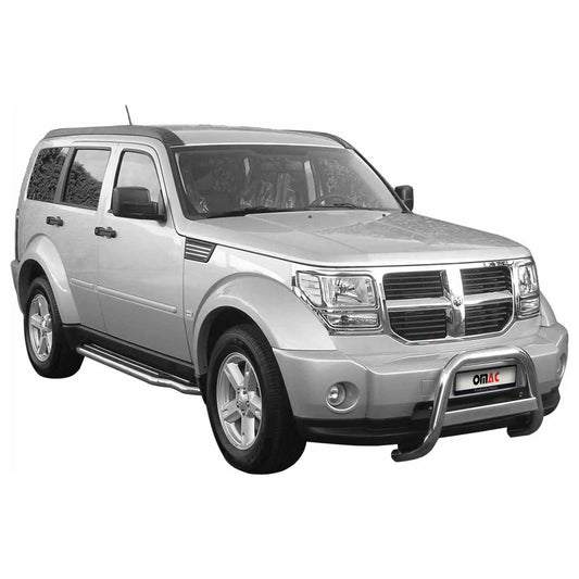 OMAC USA Front Bull Bar for Dodge Nitro – Fits 2007–2012 – Push Front Bumper Grille, Silver Steel, 1-Pc