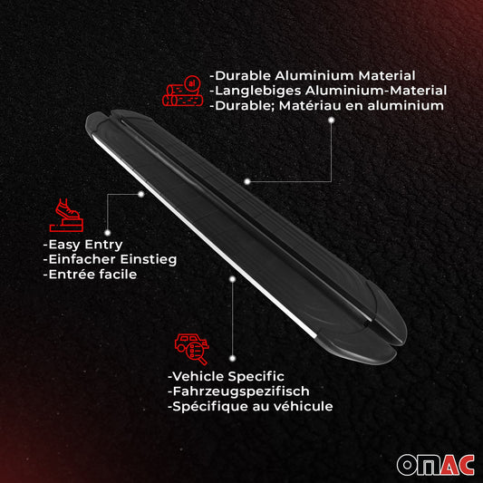 Omac USA Aluminum Running Boards, Side Steps for SUV – Fits with 2002-2006 Honda CR-V – Silver & Black (2 Pcs)