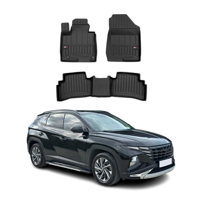 OMAC USA Premium Floor Mats Liners for SUVs – Fits 2022-2025 Hyundai Tucson (Excludes Hybrid/PHEV, Black, 4 Pcs, All Weather)