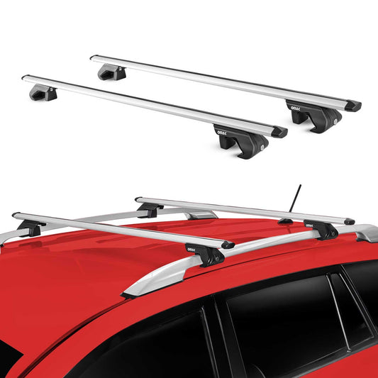 OMAC USA Roof Rack Cross Bars 47" Luggage Carrier for Raised Roof Rails – Aluminium Silver (2 Pcs)